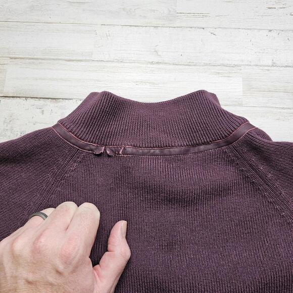 VTG Women's Pendleton Sweater Size XL Purple Wool Zip Up Leather Trim* - Picture 4 of 6